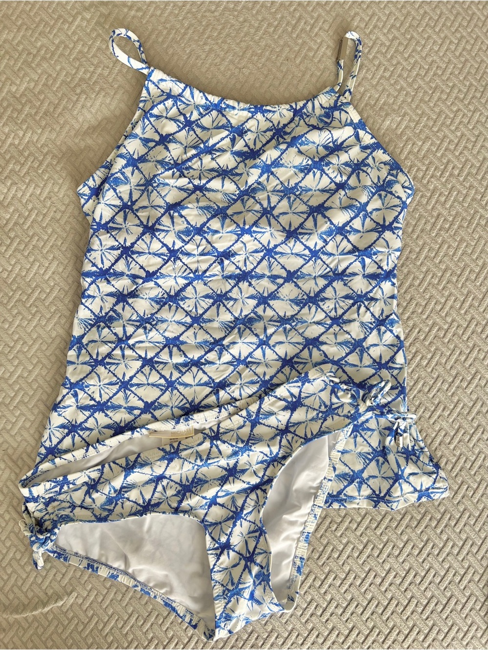 MICHAEL Michael Kors Blue and White Printed Tankini Set